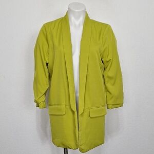 Before You NEW Lime Green 3/4 Sleeve Careerwear Preppy Open Front Blazer Size M